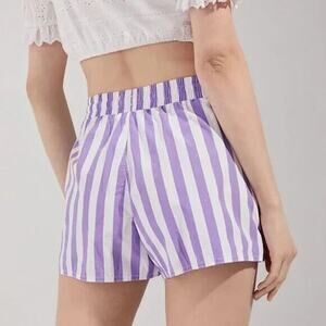 Urban Outfitters Purple and White Striped Shorts Womens Small Drawstring Baggies